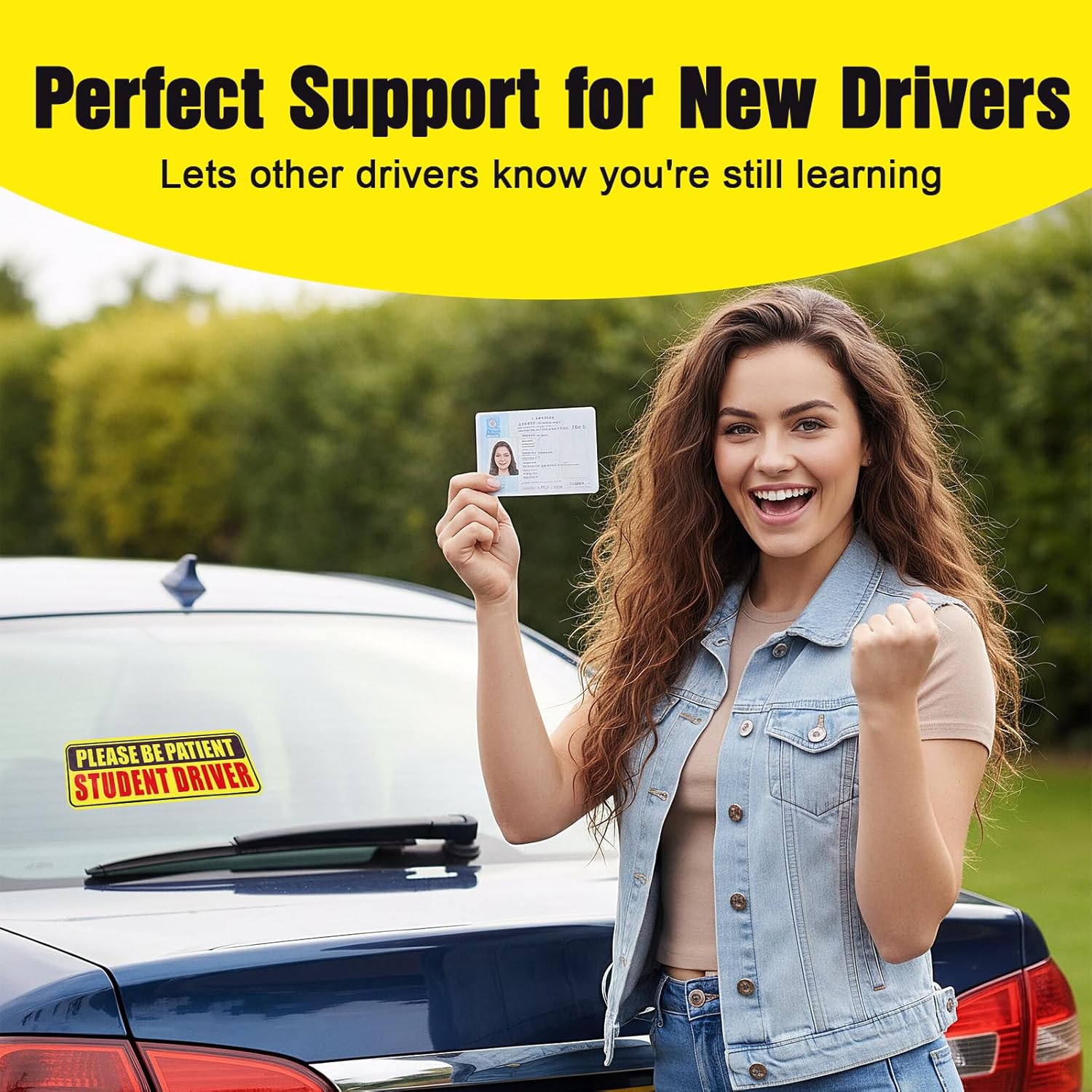 4PCS Student Driver Sticker for Car,Non-Magnetic Student Driver Bumper Sticker - Waterproof & Long Lasting Window Cling for Car Bumper Window — image 5