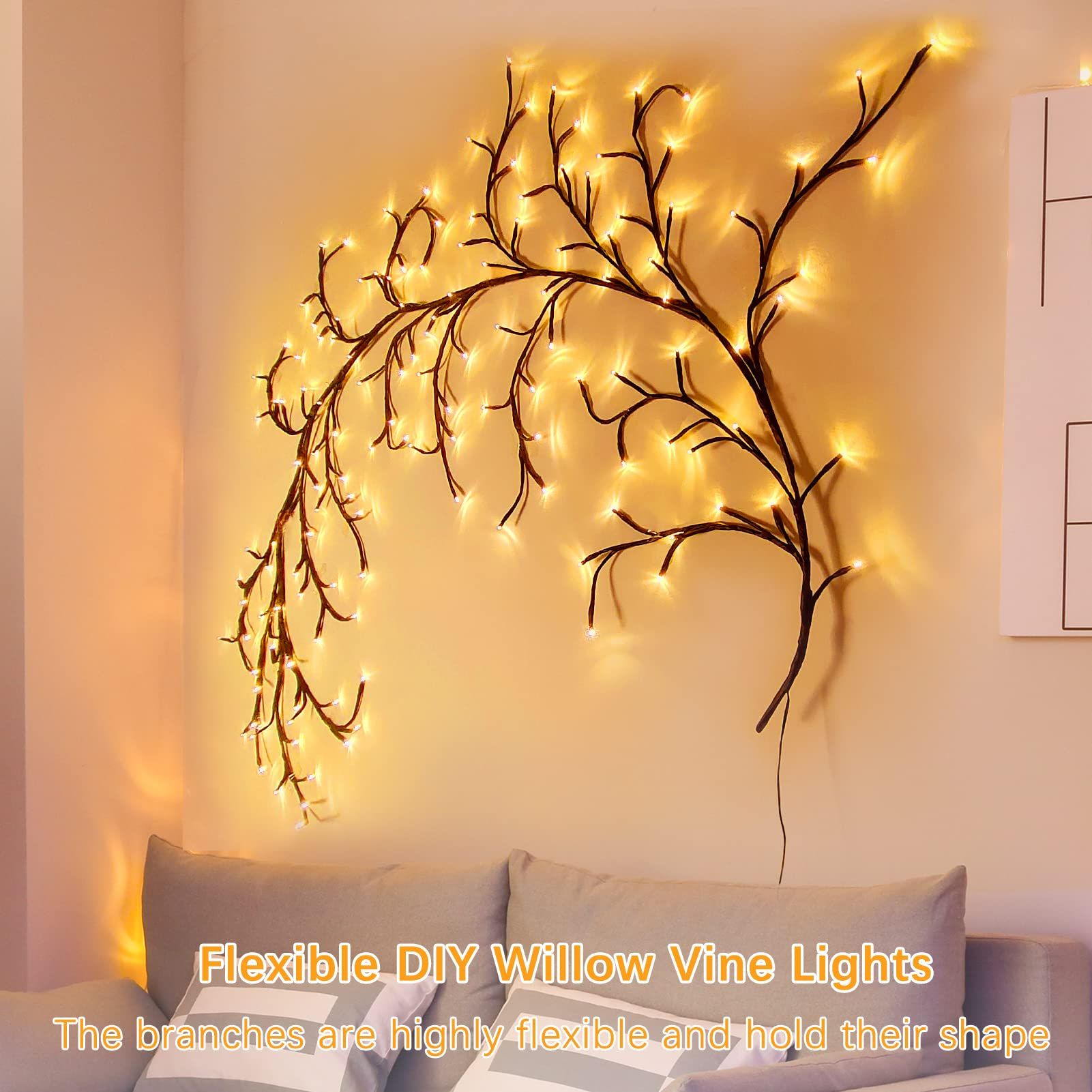 Enchanted Willow Vine Lights for Wall:Twinkling Tree Branch Light for Living Room and Bedroom Home Decor-Warm White Twinkle Tree Lights Lighted(1.8 meters — image 4