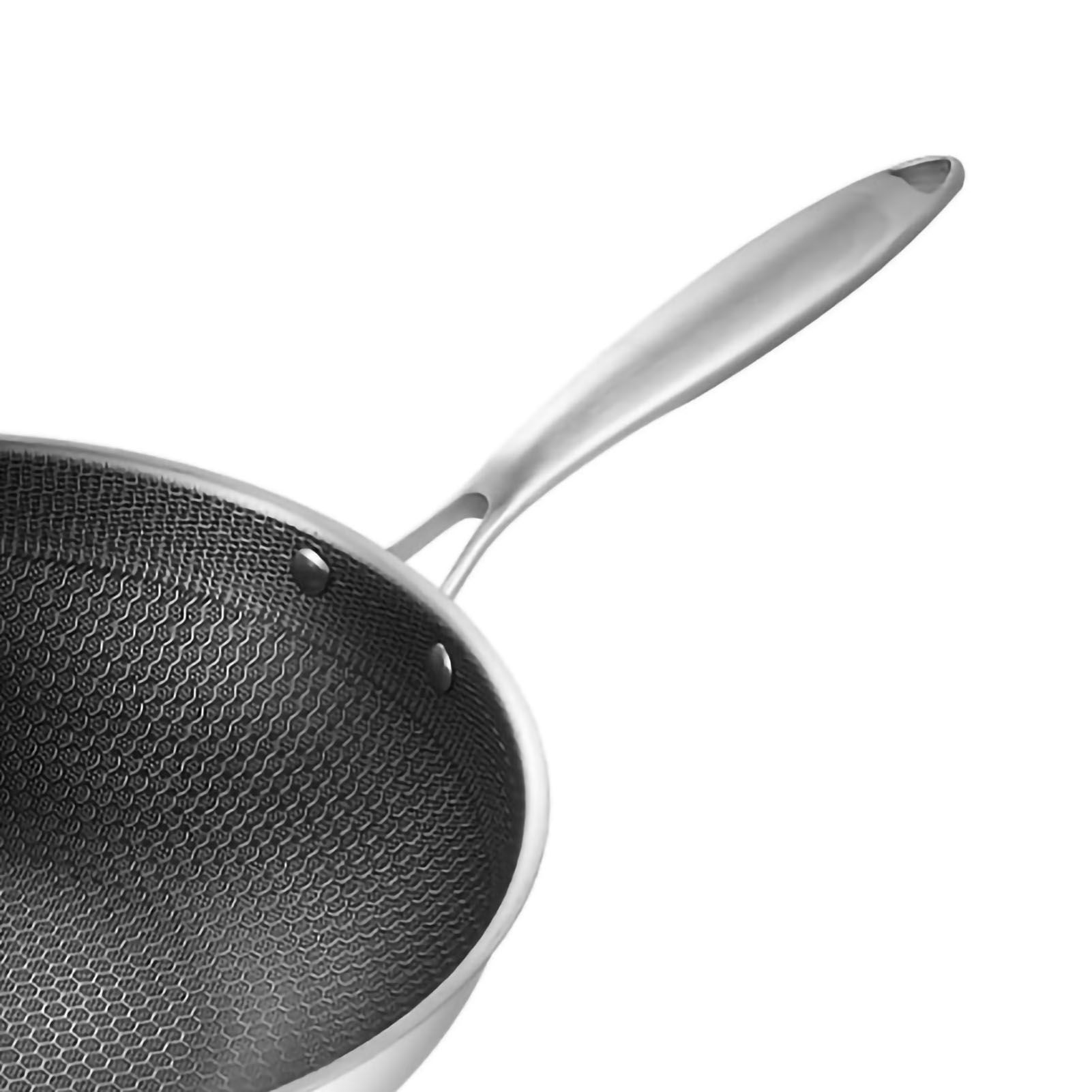 Stainless Steel Wok Pan Double Sided Honeycomb 3 Layer Prevent Sticking Easy Cleaning Wok for Kitchen 34cm/13.4in (No Lid and with Ears) — image 4
