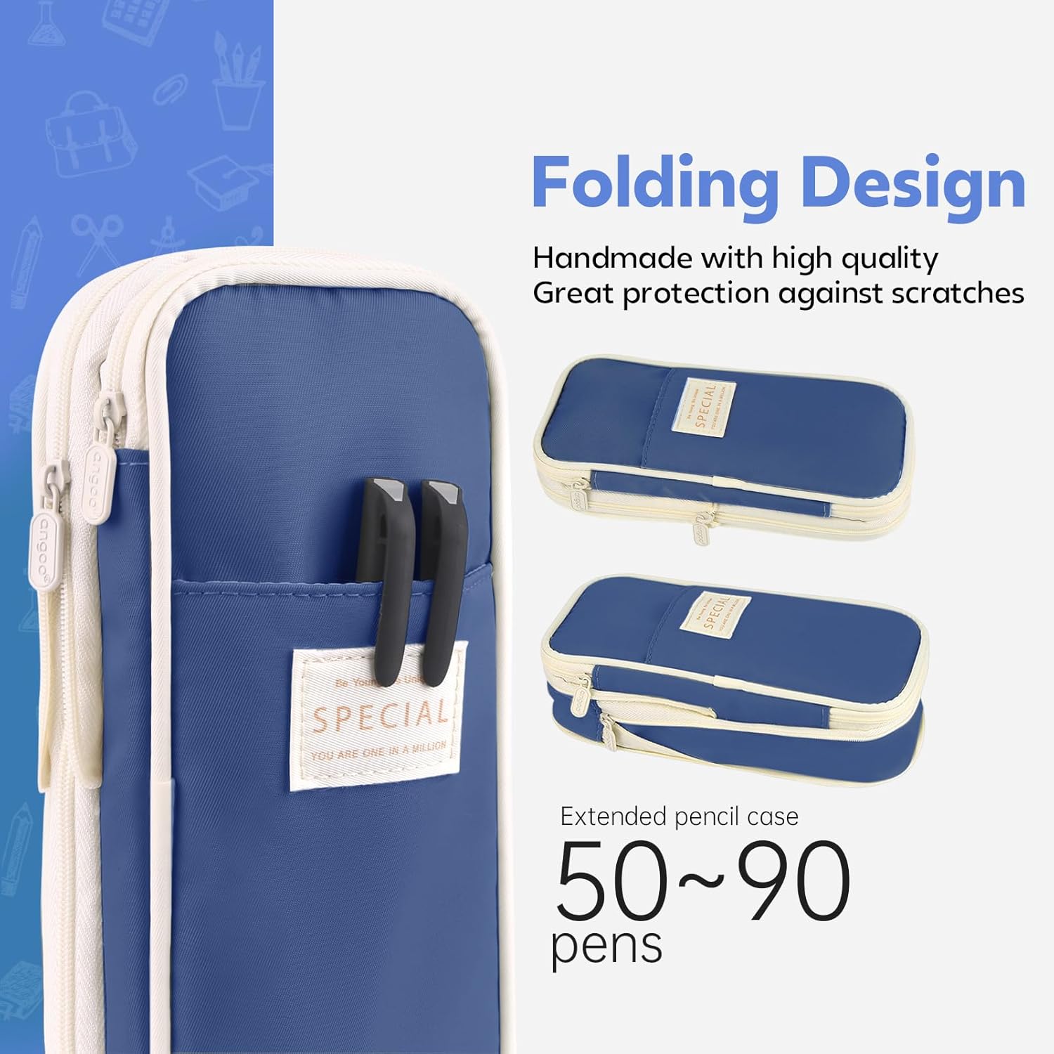 Pencil Case, Large Capacity Aesthetic Pen Cases with Durable Zipper, Big Stationery Pencil Pouch for Women & Men — image 4