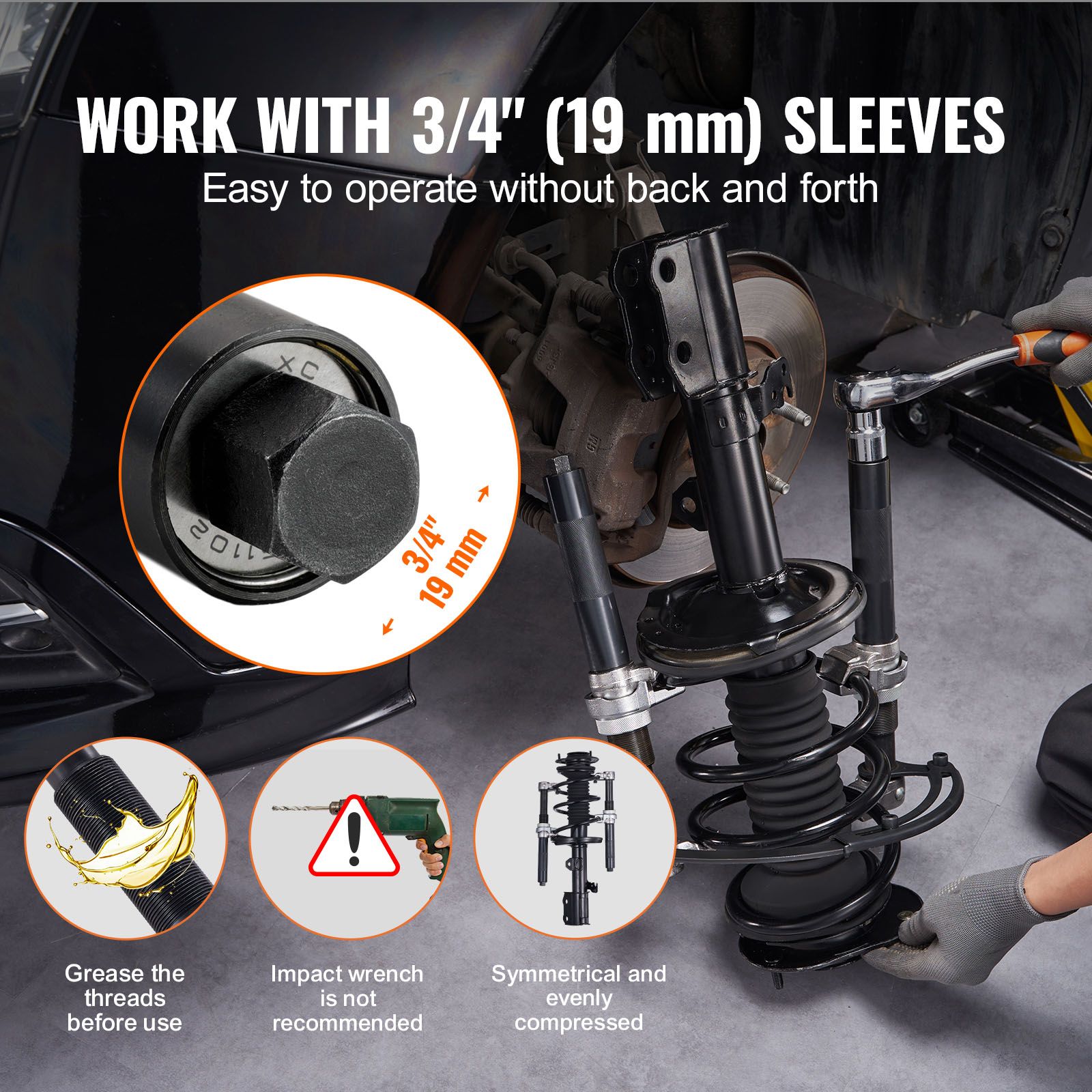 Coil Spring Compressor Tool, 2 pcs Heavy Duty Macpherson Strut Spring Compressor Set, 2646 lbs Strut Spring Compressor with Safety Bracket and Carrying Case โ image 6
