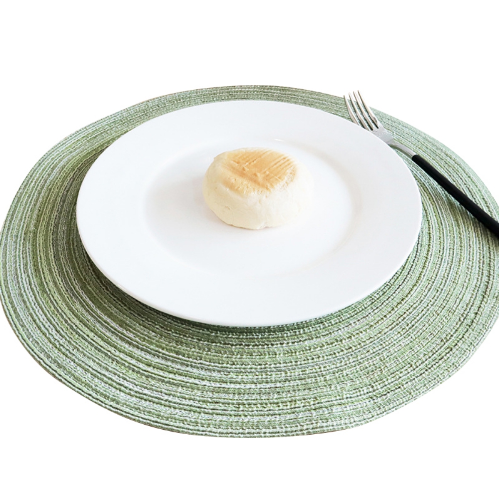 Round Placemats Set of 4, Cotton Woven Placemat Heat-Resistant Non-Slip Washable Table Mats for Dining Table 14 Inch, Blue Green — image 2
