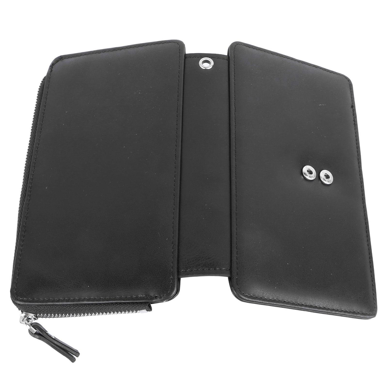 Long Wallet for Men PU Leather Frosted Retro Multifunctional Phone Card Holder Purse Business Handbag with Zipper and Strap Black โ image 2