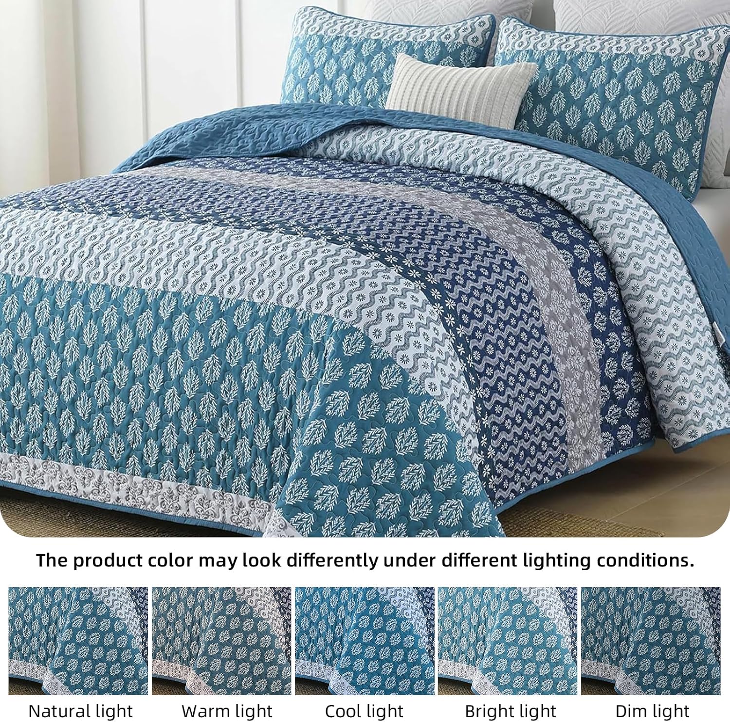 Classic Hydrangea Soft Quilted 3 Pc Bedspread & Pillow Cover Set โ image 6
