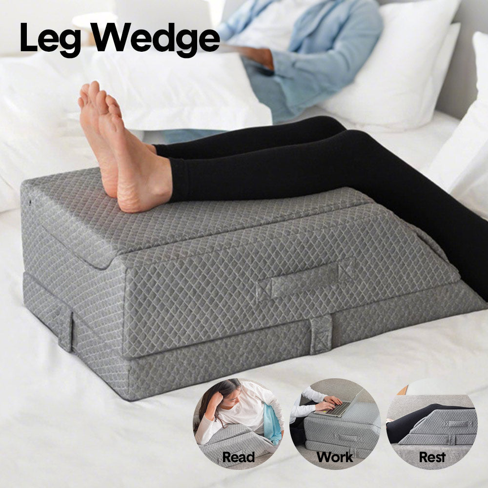 Leg Wedge Ergonomic Booster 3-Height Adjustable Memory Foam Leg Support Pillow with Washable Cover for Ankle Foot Rest Surgery Recovery and Pain Relief — image 2