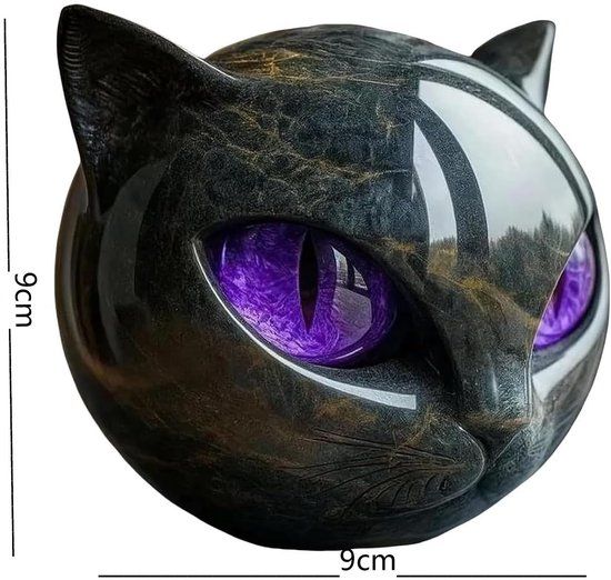 Black and Gold Resin Cat Head Sculpture, Polished Decorative Figurine, 9 × 9 cm — image 5