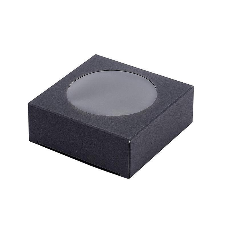50PCS Handmade Soap Paper Box Round Window Kraft Black White Candy Biscuit Box - White-50pcs 7.5 × 3CM — image 3