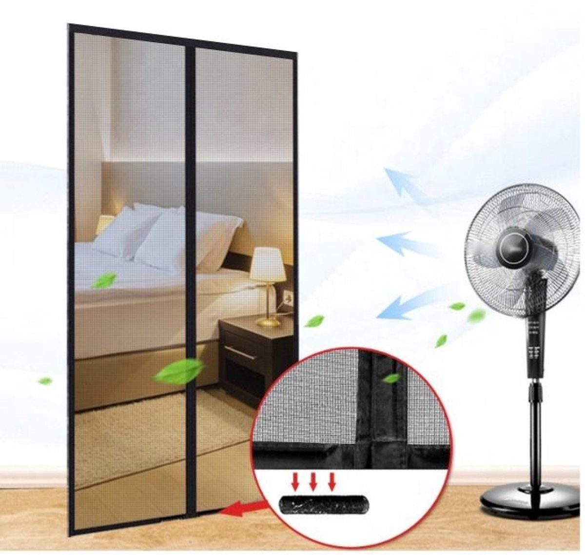Magnetic Mosquito Curtain for Doors, Summer Door Curtain No Drilling Required, Fly Curtain with Magnetic Closure, 90x210 cm — image 5