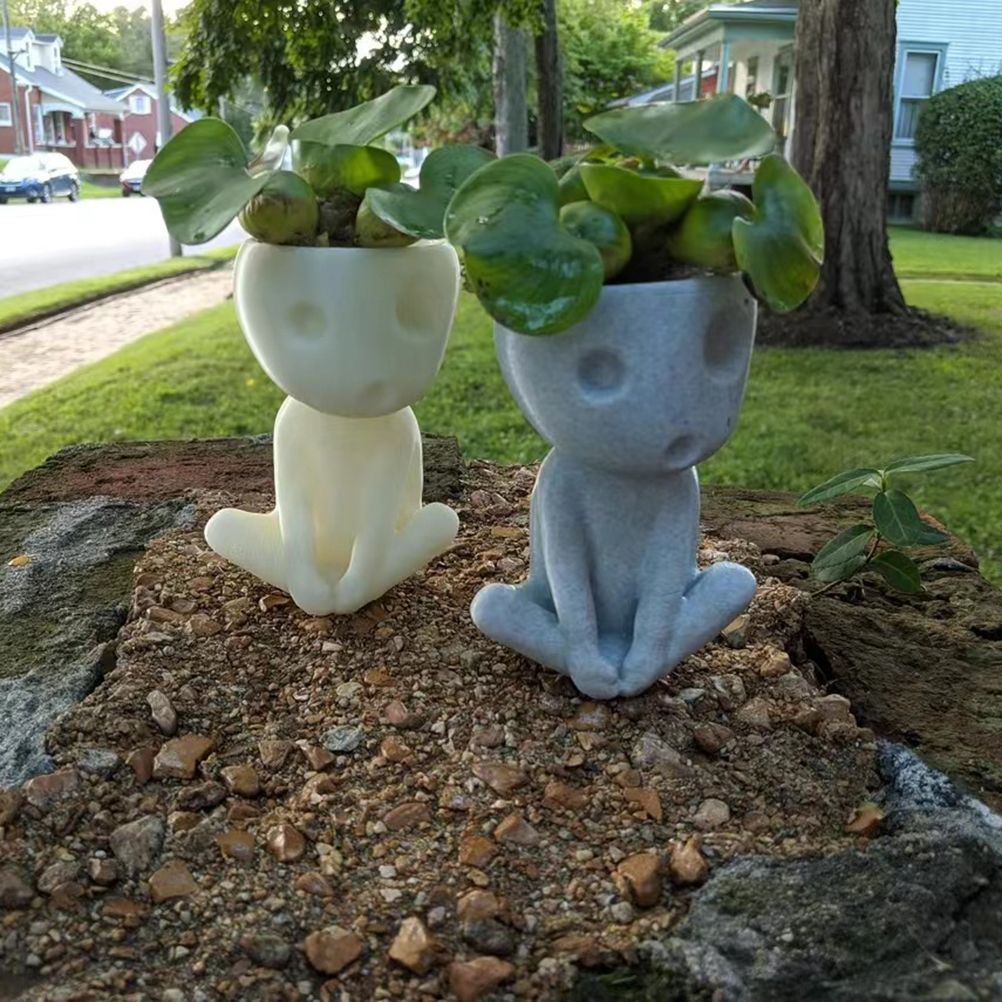 Luminous Face Planter Pot Head Flower Pot Cute Resin Succulent Planter Flowerpot with Drain Hole for House Office Decor — image 3