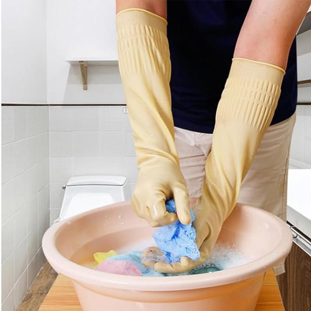 38cm Extra Long Rubber Gloves 3 Pack Heavy Duty Cleaning Gloves for Dishwashing - S — image 4