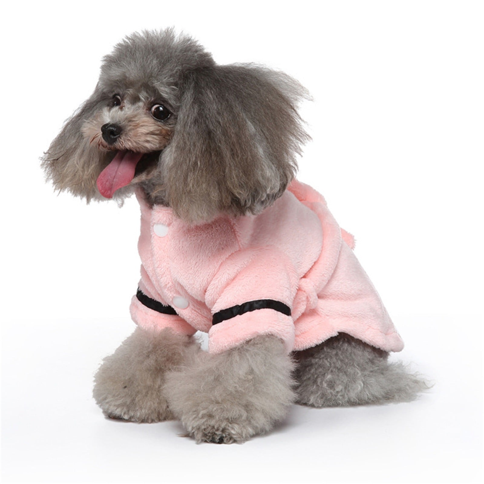 Pet Bathrobes, Pajamas ! Dog Cat Bathrobe Pet Clothes Hotel Bath Towel Pet Bathrobe Nightgown Pajamas (Army Green, L) L Pink — image 5