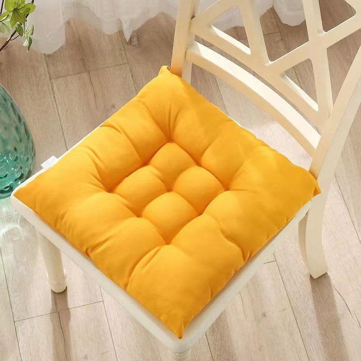 Indoor and Outdoor Chair Cushions - Set of 4 - Square Cotton Chair Cushions - Wicker Chair Cushions - Suitable for Dining Chairs, Patio Chairs, Camping Chairs