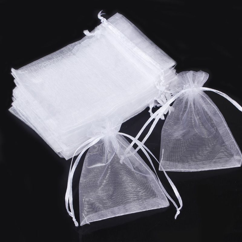 100PCS Premium Sheer Organza Bags, White Wedding Favor Bags, Jewelry, Festival, Bathroom Soaps โ image 5