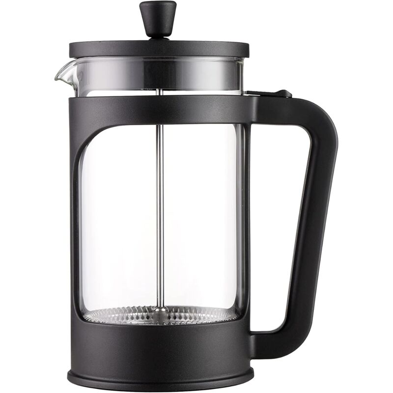 1 Liter/34 Oz French Press Coffee/Tea Maker Heat Resistant Borosilicate Glass, Stainless Steel Filter & Black Lid