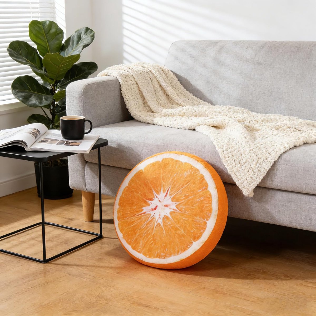 Round decorative cushion - soft filled cushion - play cushion - 40 cm - orange - suitable for sofas, chairs, floors, armchairs — image 3