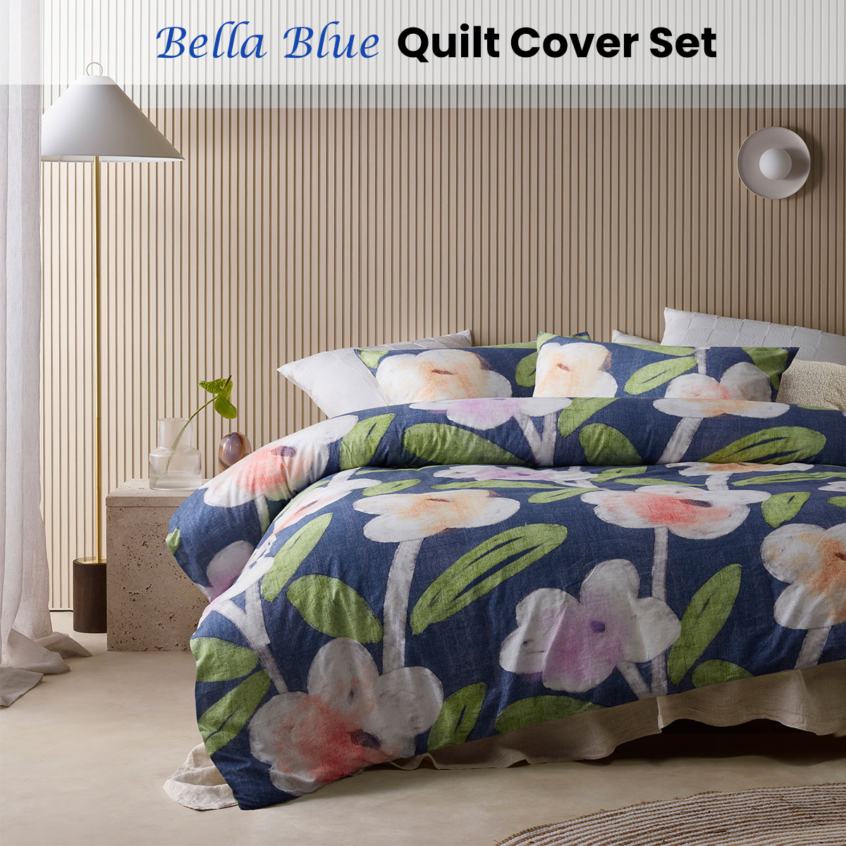 Accessorize Bella Blue Cotton Floral Quilt Cover Set Double — image 2