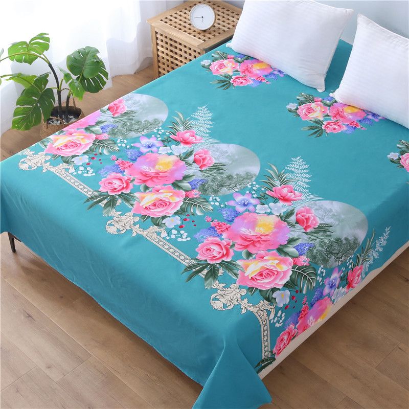 Duo Quilt Cover Twill Geometric Pattern Azure blue floral 1.8 × 2.2 m quilt cover