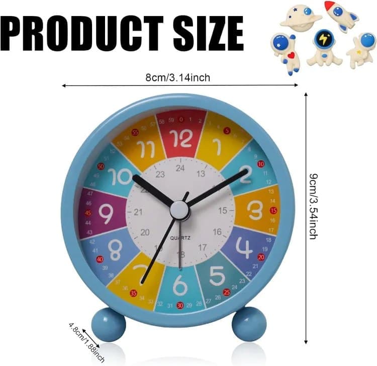 Colorful Alarm Clock for Children, Green, with Night Light, 8cm Round, Silent, Compatible with Multiple Colors — image 6