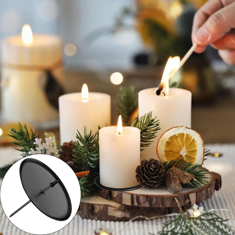 8-Pack Black Metal Candle Spikes for Advent Wreaths and Floral Arrangements, 6 cm — image 4