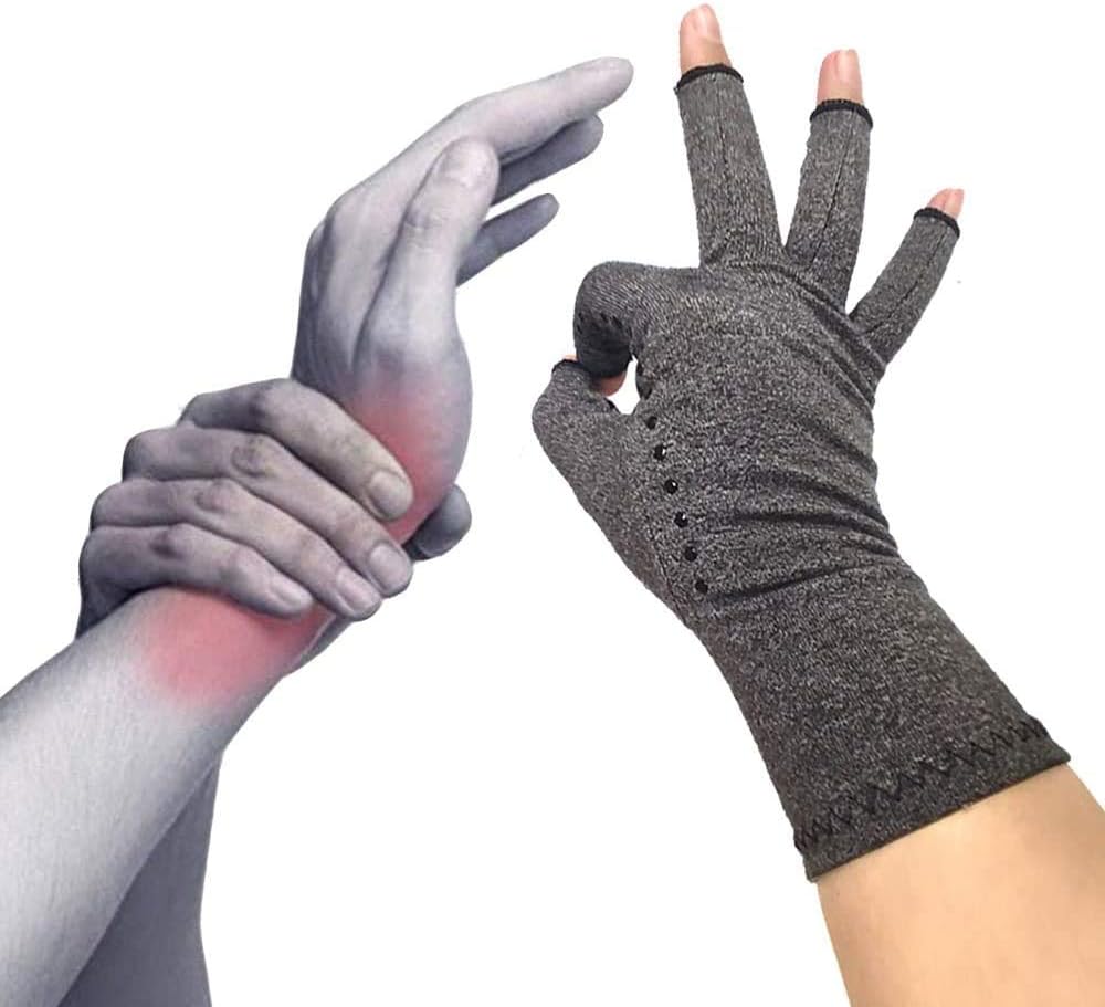 Half Finger Compression Arthritis Gloves with Gel Palm Support for Rheumatism, RSI and Carpal Tunnel Relief, Heather Grey, Size S โ image 4