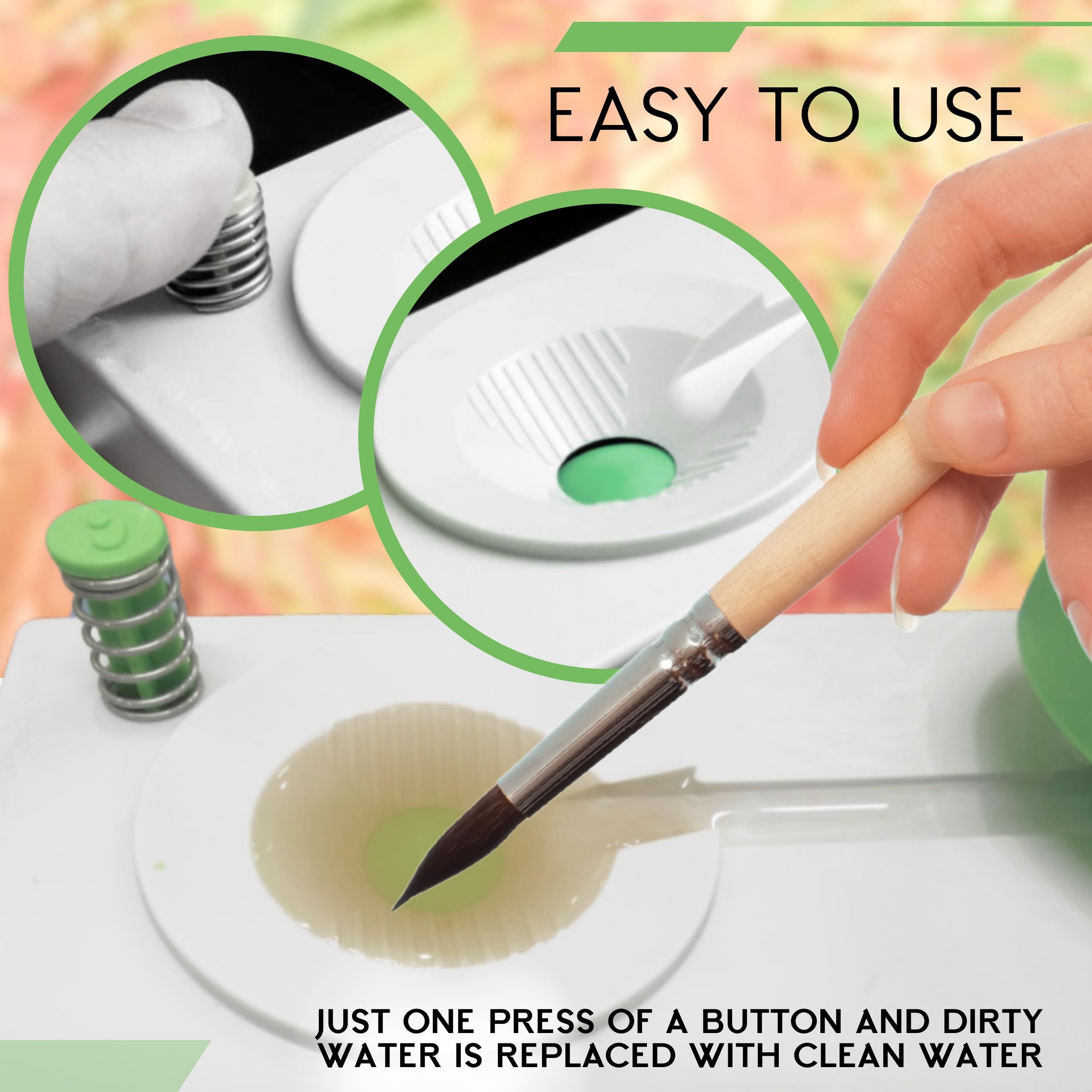 Paint Brush Cleaner Tool for Kids – Paint Brush Rinser with Bottle in Star Shape Cleaning Tool for Painting Brush Rinser (Green) — image 3