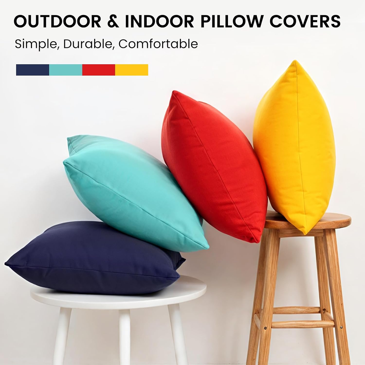 Outdoor Pillow Covers Set of 2, Decorative Farmhouse Waterproof Pillow Covers, Solid Linen Pillowcase Cushion Covers for Patio Garden Balcony Couch Sofa 18 × — image 4