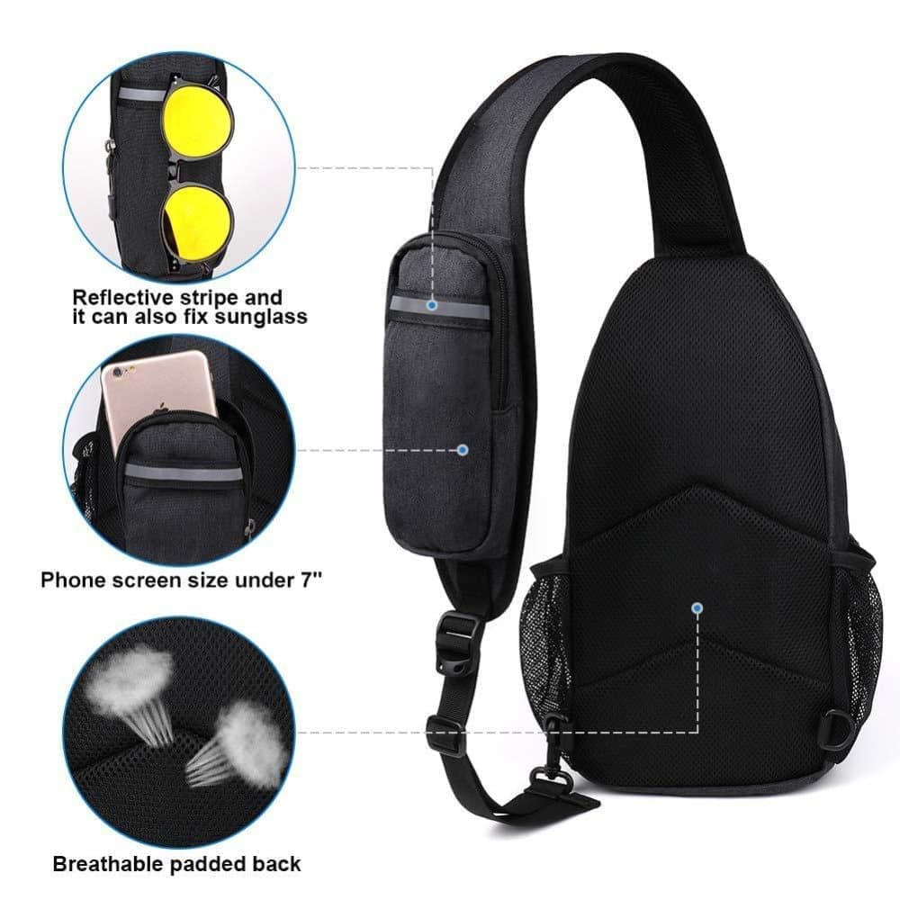 Multifunctional Shoulder Crossbody Chest Backpack with Headphone Jack, Unisex for Hiking Traveling Climbing, Red — image 4