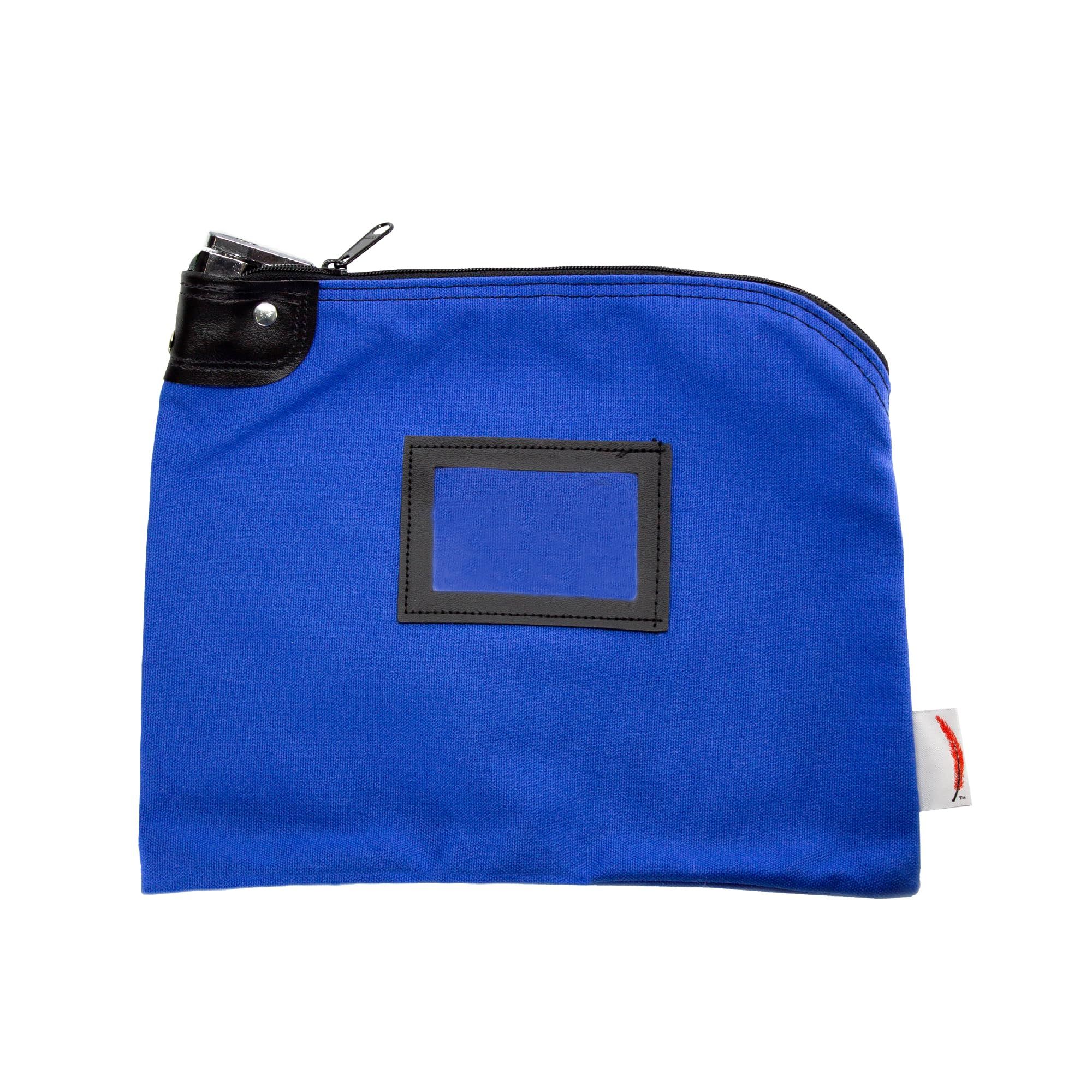 Locking Cash Bag with Keys Bank Deposit Bag with Pop-Up Lock and ID Cardholder for Secure Money Storage Safe, Blue