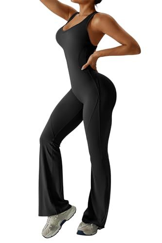 Women's Backless Flared Jumpsuit for Yoga, Gym, Parties & Daily Wear, S (Black) — image 3