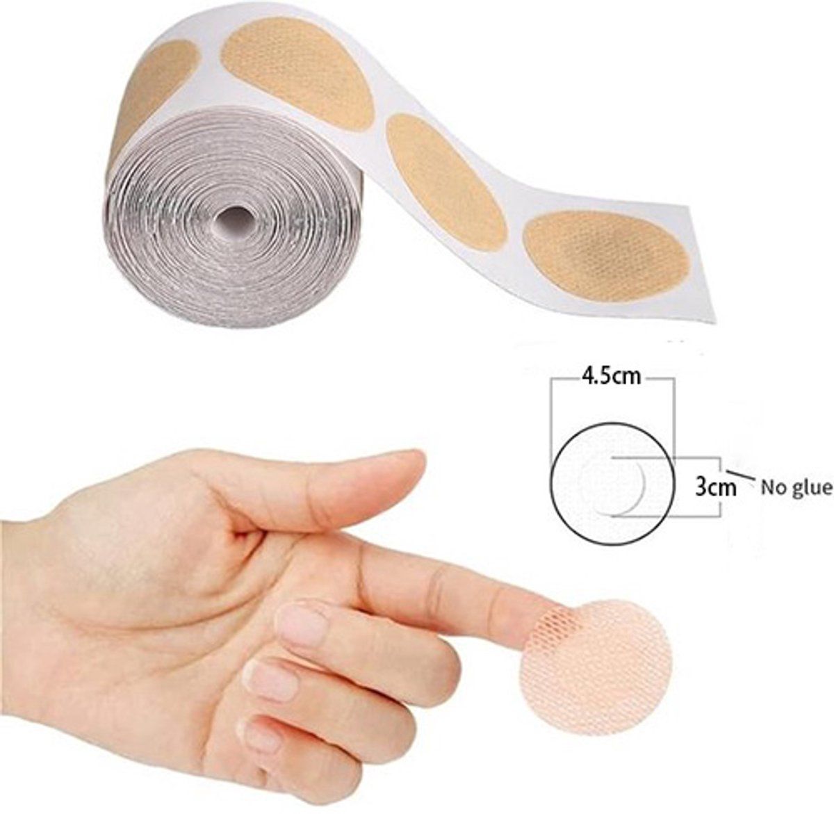 Mens Nipple Covers Tape Roll, 50 Self Adhesive Anti Chafing Pads, Sweat Resistant Soft Breathable Nonwoven, Skin Tone, 4.5 cm โ image 2