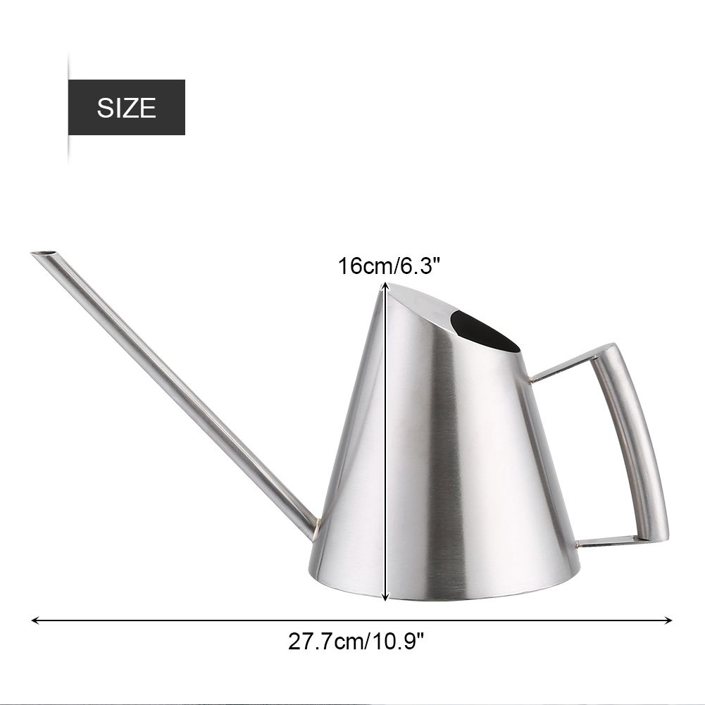 900ml Stainless Steel Watering Can Brushed Garden Planting Indoor Outdoor — image 5