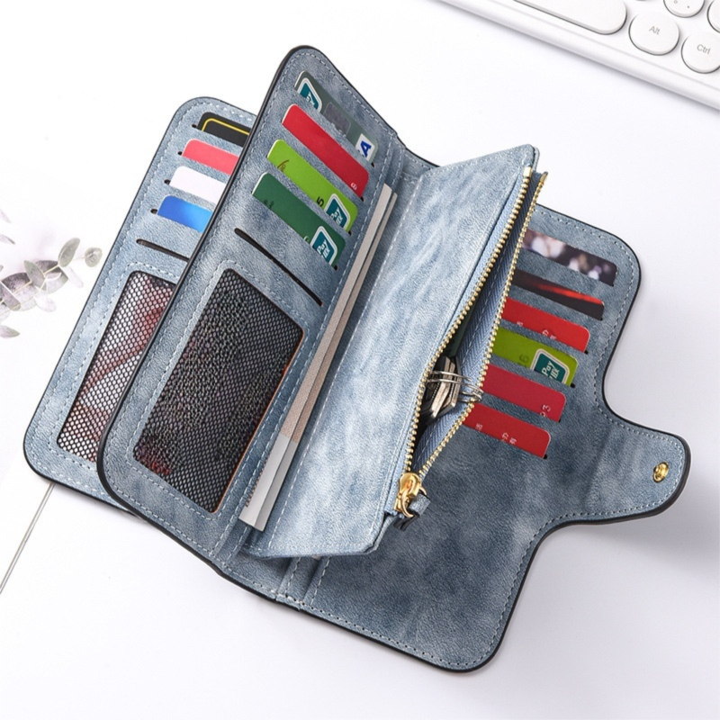 Claret Stylish Large-Capacity Women's Long Wallet – Vintage PU Leather Clutch with Zipper and Snap Closure — image 4