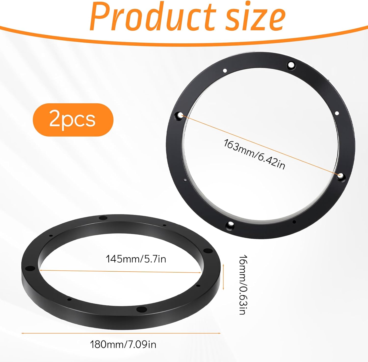 Vin Beauty 2 Pcs 6.5 Speaker Spacer Enhance Sound Quality 6.5 Inch Speaker Spacer 1 Inch No Cutting and Drilling Adaptor Subwoofer, Universal Rings Fixed