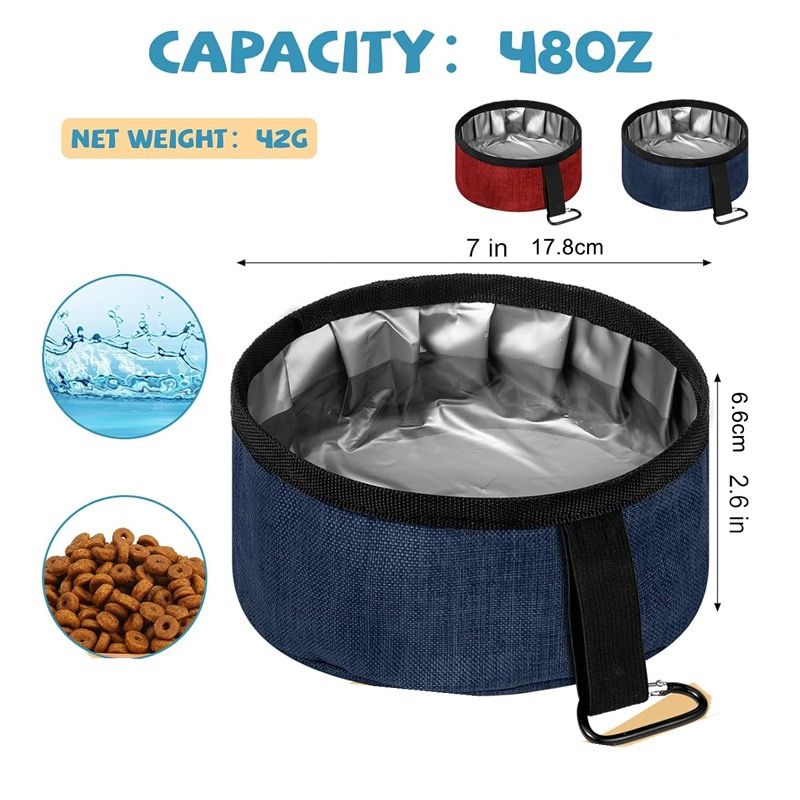 Durable Oxford Fabric Collapsible Dog Bowl, Portable Foldable Pet Food and Water Container for Outdoor Adventures, Camping, and Daily Walks with Convenient — image 3