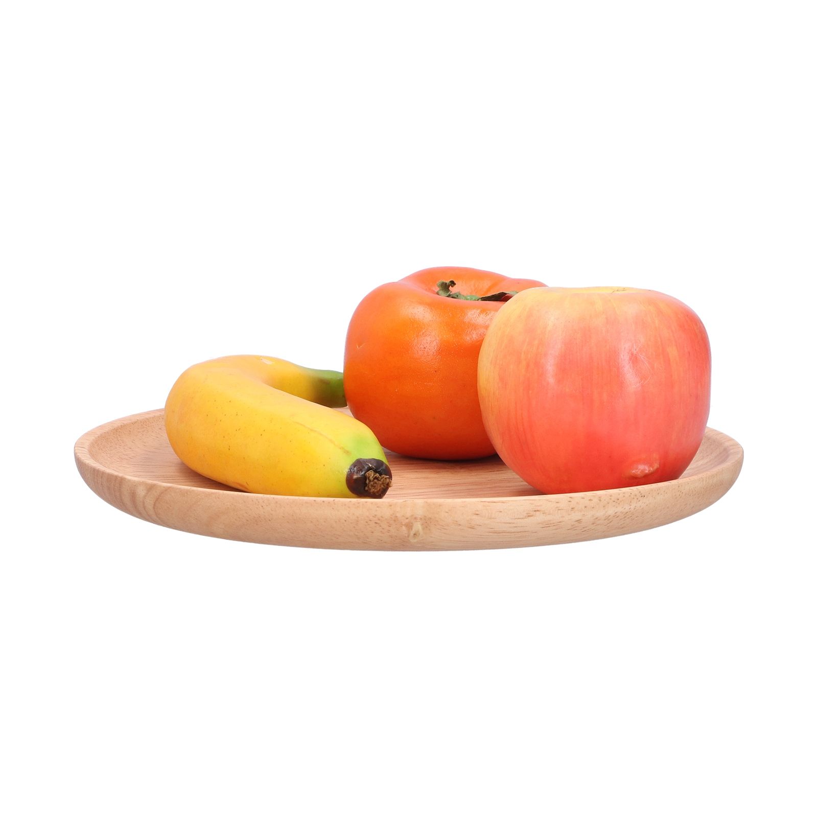 Rubber Wood Dinner Plate Round Tea Serving Tray Fruit Snack Tray Food Storage Plate24cm — image 3
