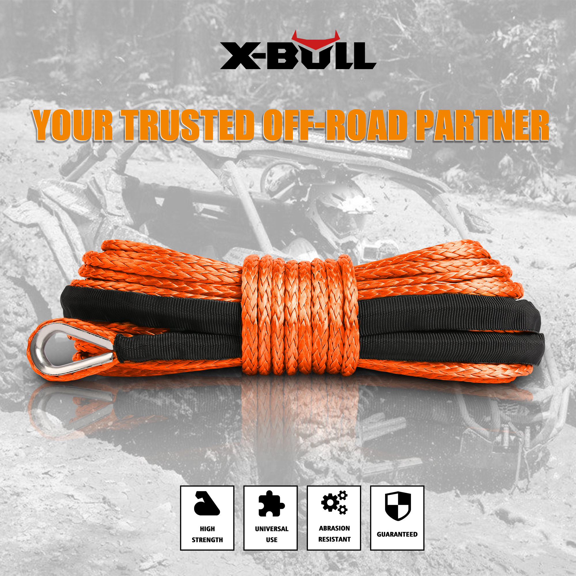 X-BULL Dyneema Synthetic Rope Winch Cable SK75 5.5MM x 13M Car Tow Recovery Strap โ image 6