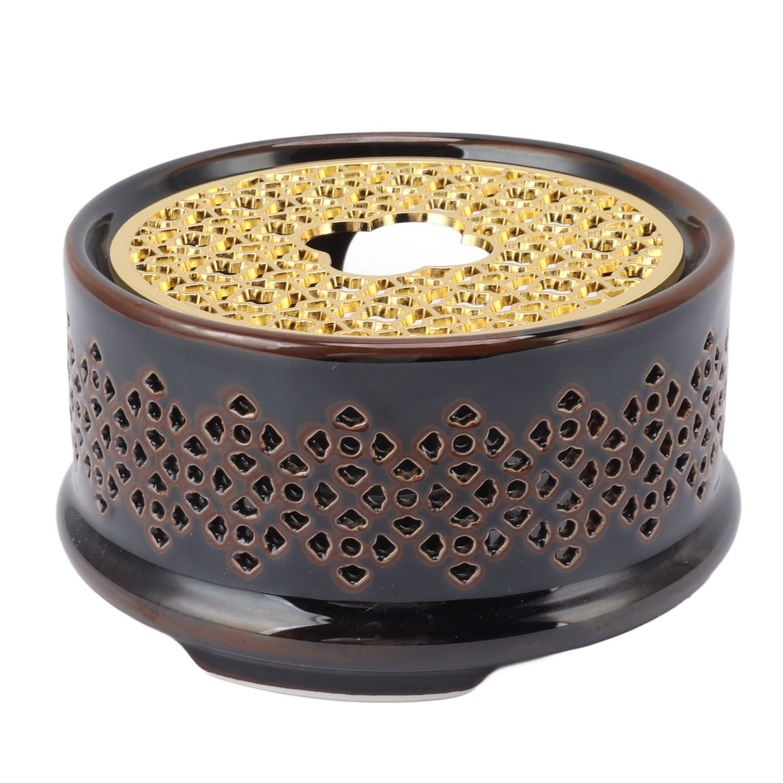 Teapot Warmer Tea Coffee Warmer Base Ceramic Heater with Spoon Lid and Candle Holder Brown โ image 2