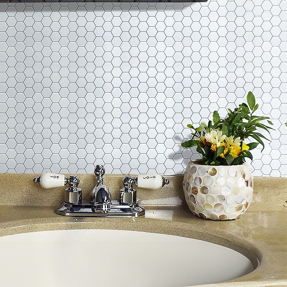 Tiles 3D Peel and Stick Wall Tile Hexagon White (30cm x 30cm x 10 sheets) โ image 6