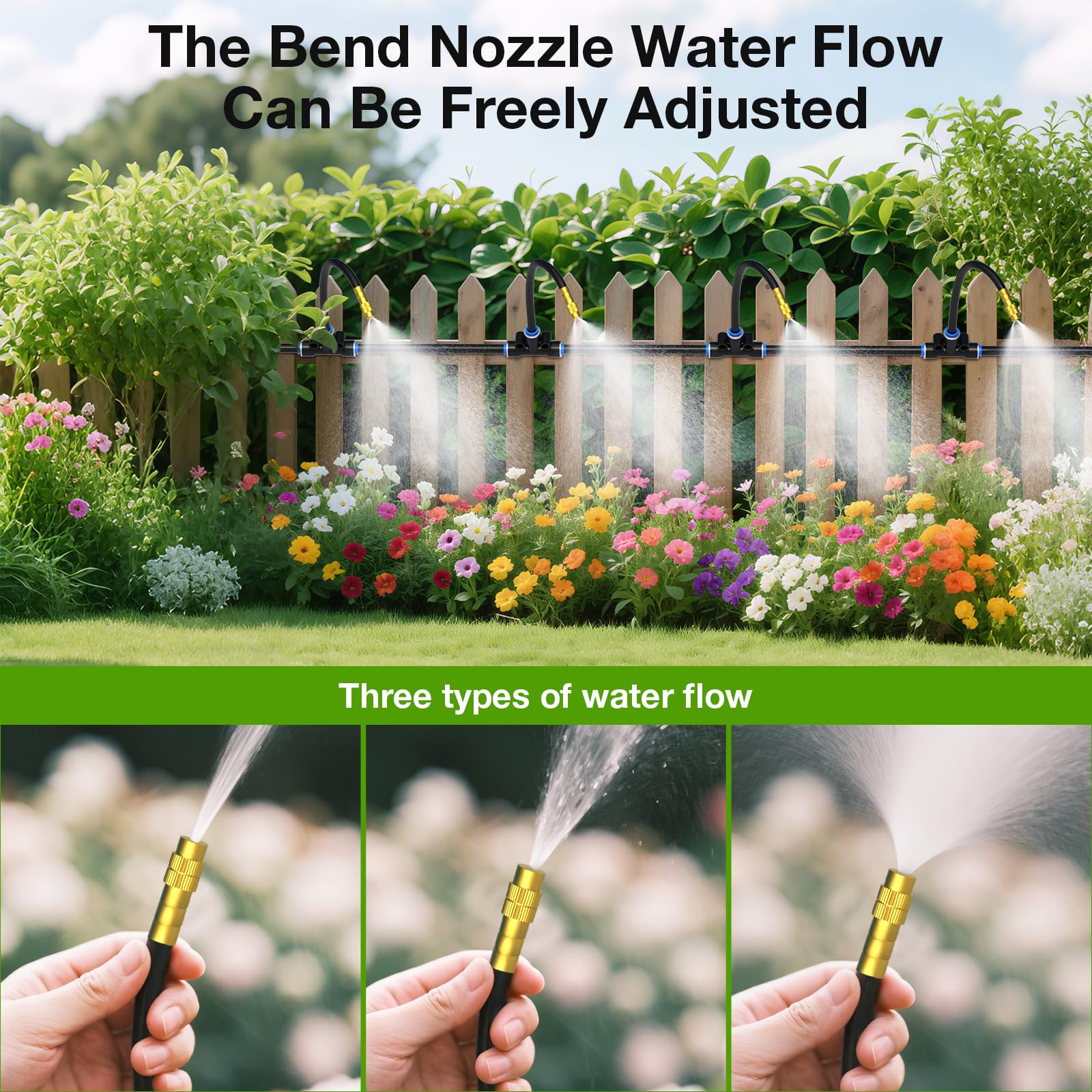 Drip Irrigation System, No 1/4 Pipe, only 12pcs Adjustable Copper Nobbles and Quick Connectors — image 4