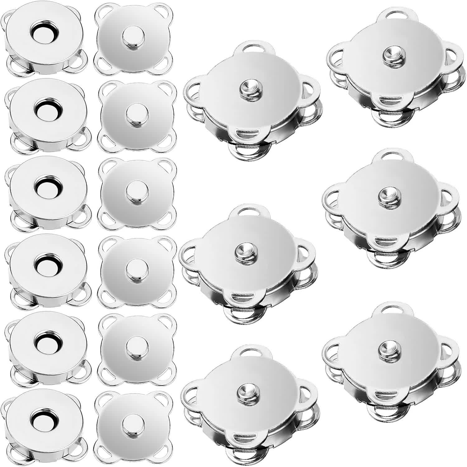 Magnetic Snap Fasteners - Pack of 12 - Plum Blossom Shaped Concealed Snap Fasteners - 14mm Hook & Loop Fasteners - Suitable for DIY projects such as wool and