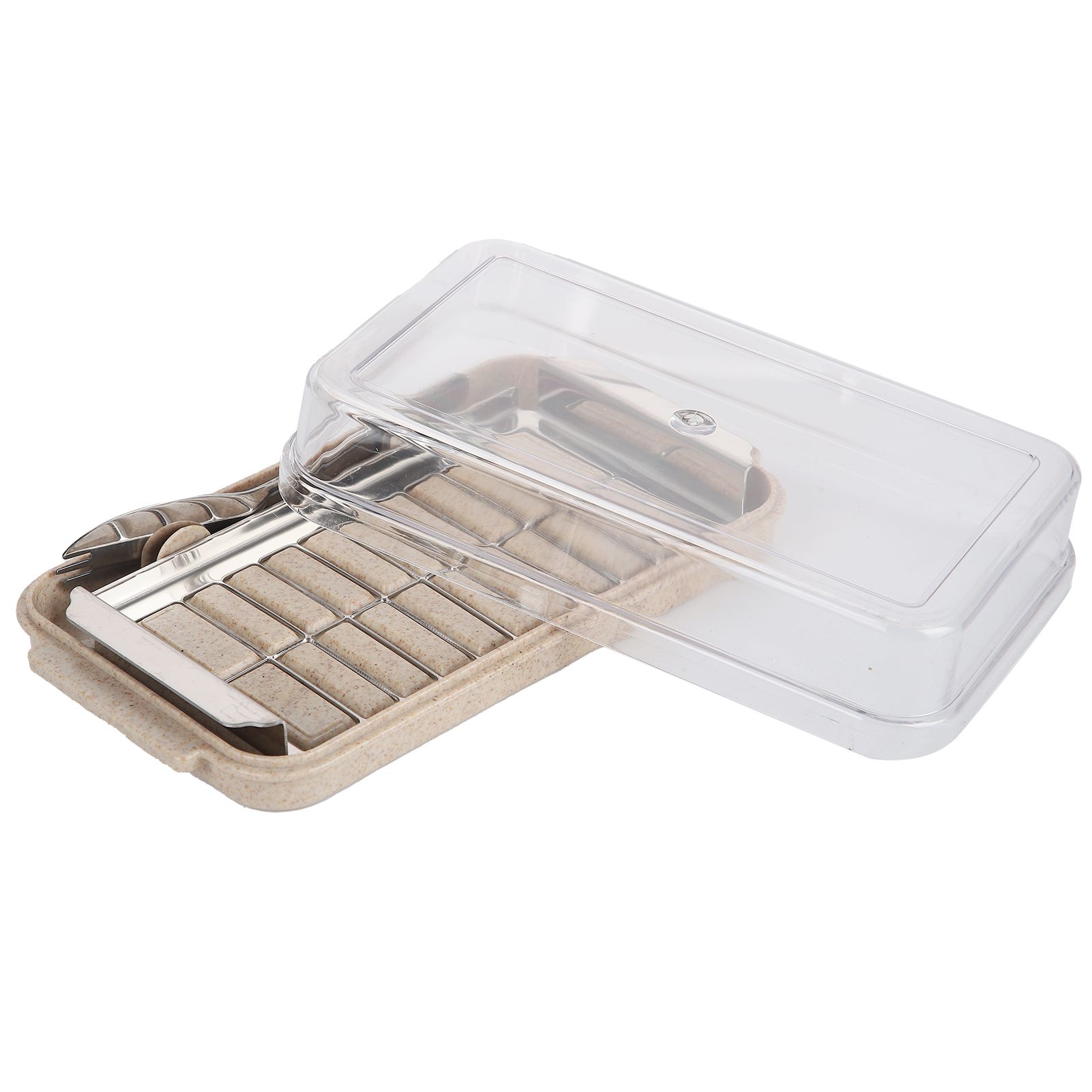 Stainless Steel Butter Cutter Container Butter Storage Box with Transparent Cover for KitchenWheat Chassis โ image 3