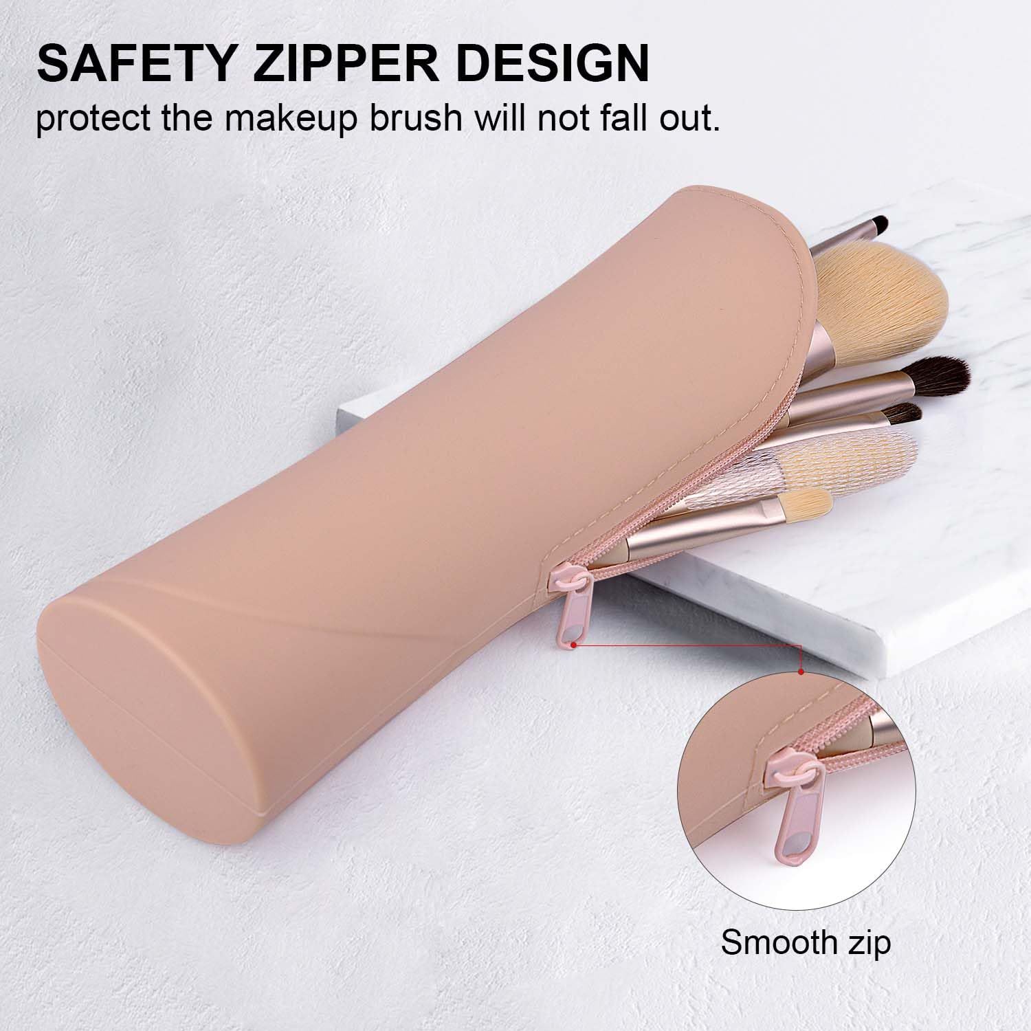 Makeup Brush Holder Silicone Makeup Brush Organizer Travel Makeup Brush Bag Make up Brush Case Small Cute Cosmetic Bag Mini — image 5