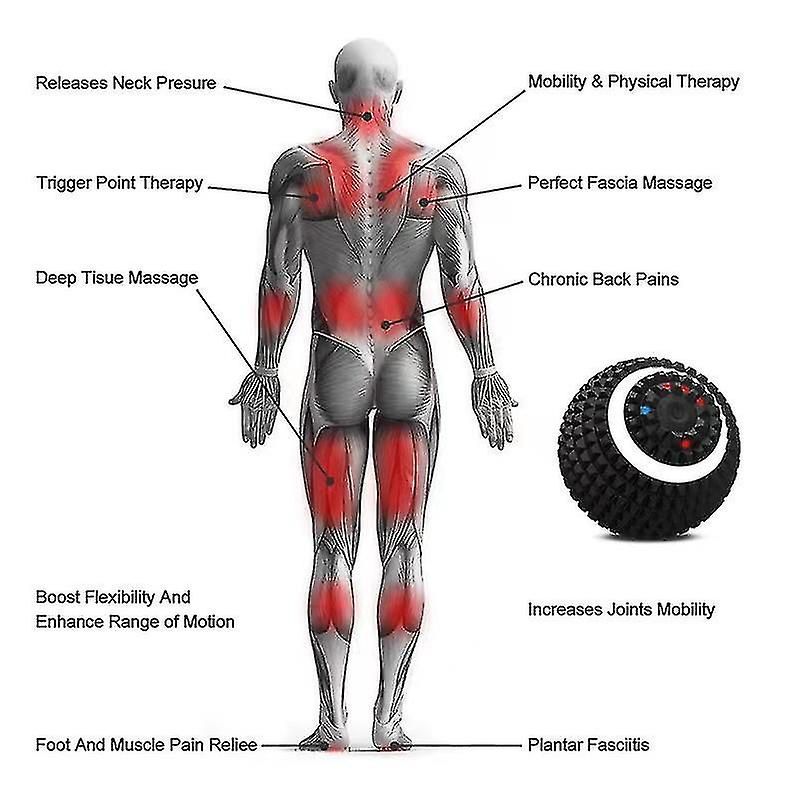 Massage Ball Electric Massage Ball Fascia Ball Self-massage Training - Black โ image 3