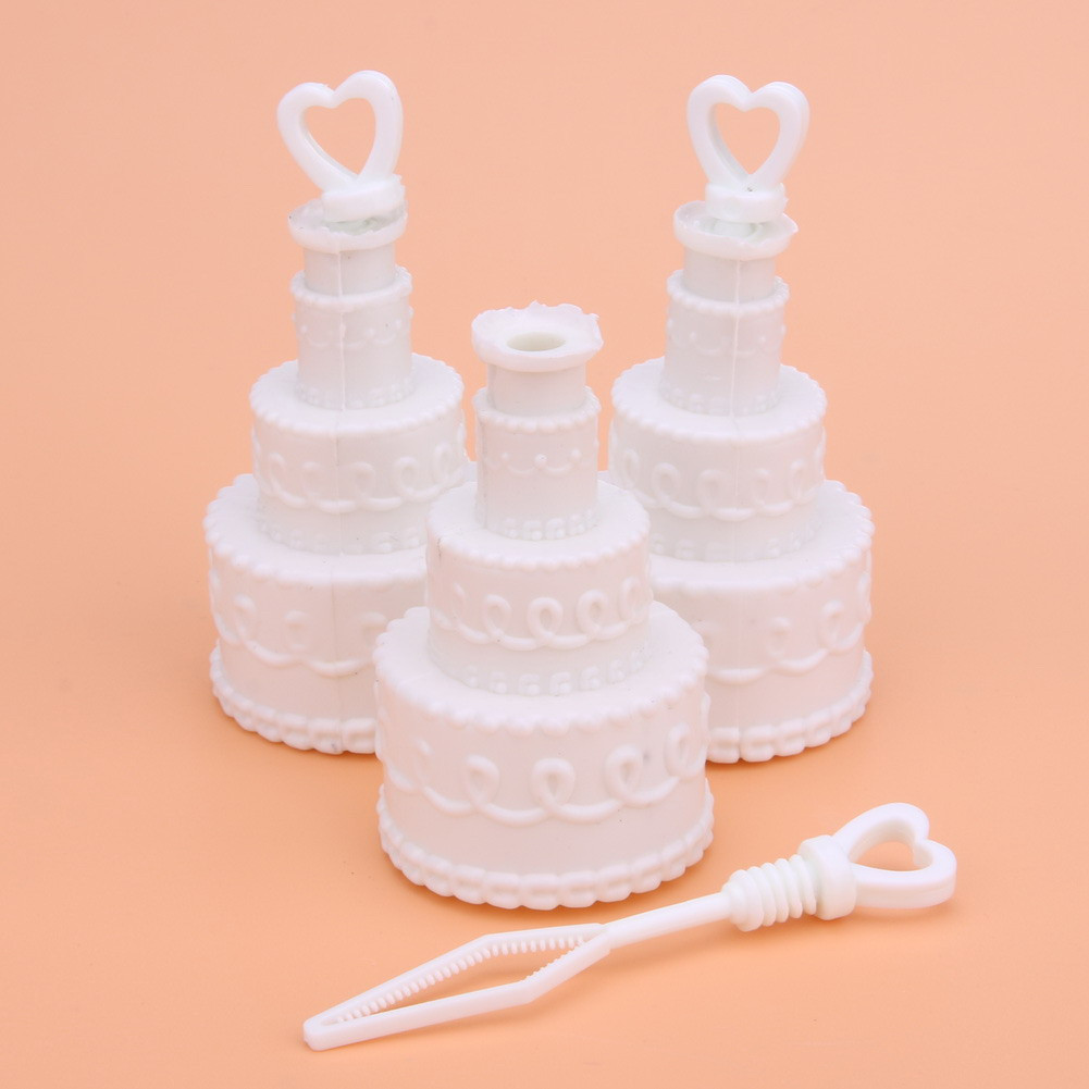 100 Pack Wedding Cake Blow Bubble Bottles White Plastic 6cm High Bomboniere Favour Guest Gift — image 5
