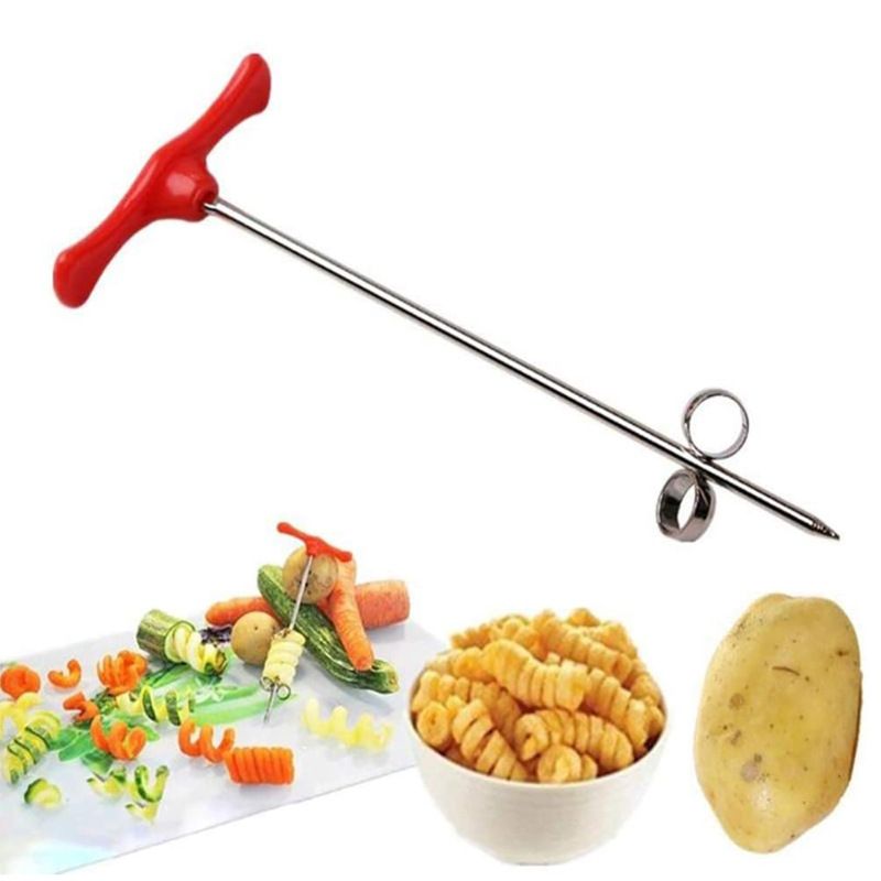 Fruits & Vegetables Spiral Twist Knife,Stainless Steel Spiral Twist Knife, Twist Shredder Ideal for Healthy Snacks, Chips, Parties