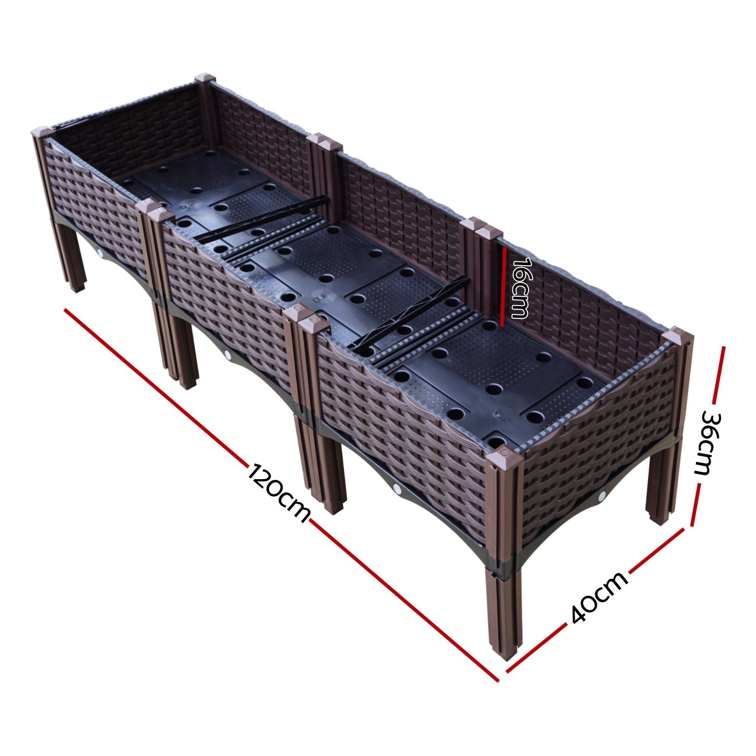 Green Fingers Garden Bed 120x40x36cm PP Planter Box Raised Container Growing Herb — image 2