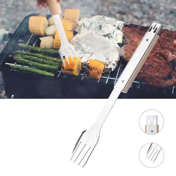 4-in-1 Grill Multitool Folding Stainless Steel BBQ Spatula Fork Tongs Bottle Opener for Camping and Outdoor Grilling — image 3