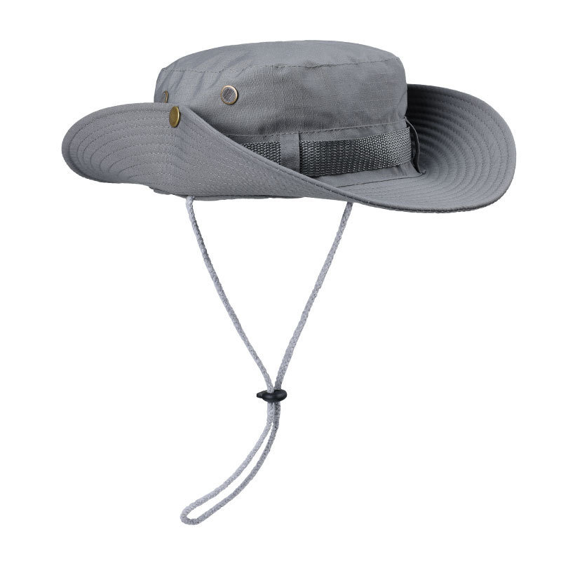 Grey Foldable Wide Brim Sun Hat Unisex Bucket Safari Cap Adjustable 56-60cm for Fishing Hiking Camping and Outdoor Travel