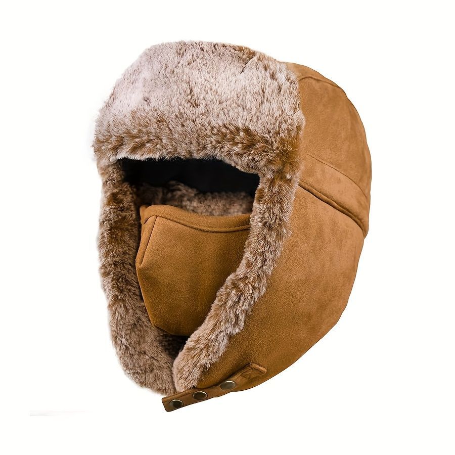 Men'S Winter Hat With Mask Men'S Fashion Beanie Warm Winter Headwear - Khaki - Size L — image 3