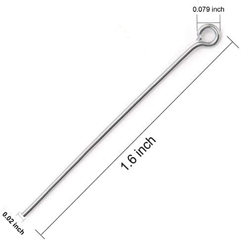 300pcs 4cm 304 Stainless Steel Open Eye Pins Head Pins for Jewelry Making, (Silver) Silver โ image 2